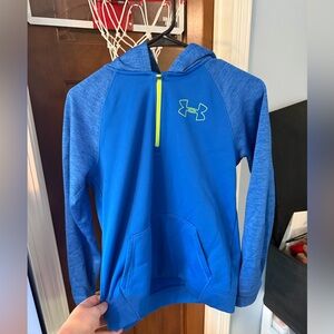 Under Armour Boys' Royal Blue Half-Zip Hoodie with Neon Accent